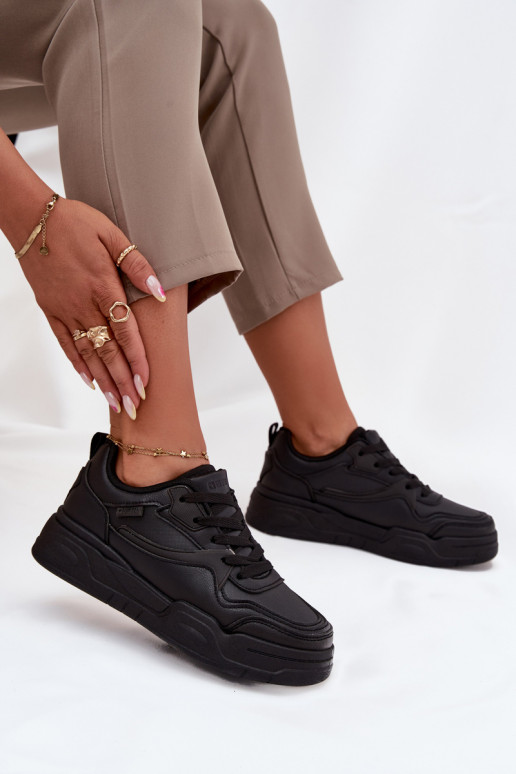 Moteriški juodi Sneakers modelio batai su platforma Big Star SS274589 HI-POLY SYSTEM