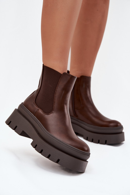 pašiltinti stilingi aulinukai  su platforma Czekoladowe Ismira pašiltinti stilingi aulinukai  su platforma Czekoladowe Ismira