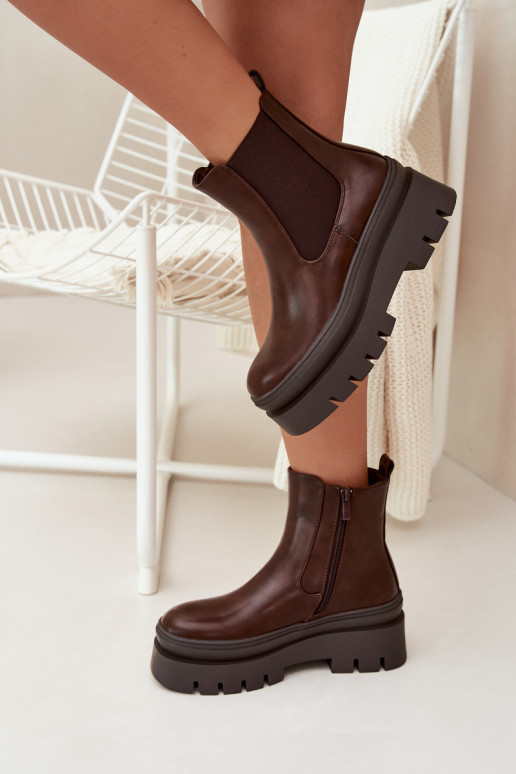 pašiltinti stilingi aulinukai  su platforma Czekoladowe Ismira pašiltinti stilingi aulinukai  su platforma Czekoladowe Ismira