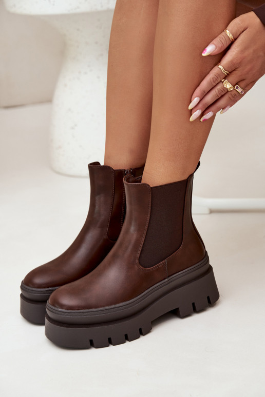 pašiltinti stilingi aulinukai  su platforma Czekoladowe Ismira pašiltinti stilingi aulinukai  su platforma Czekoladowe Ismira