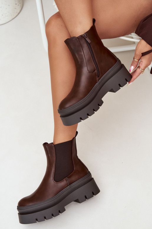 pašiltinti stilingi aulinukai  su platforma Czekoladowe Ismira pašiltinti stilingi aulinukai  su platforma Czekoladowe Ismira