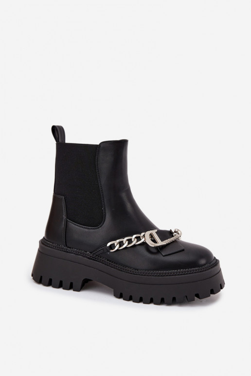 Moteriški aulinukai su platforma su grandinėlėmis Juodos spalvos Marvella