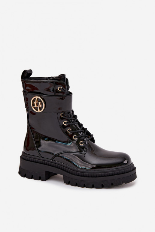 su lako efektu aulinukai  Ze aukso spalvosm Detalem pašiltinti Juodos spalvos Fiorena