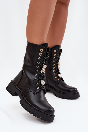 aulinukai  Z Przypinkami pašiltinti Juodos spalvos Lomina