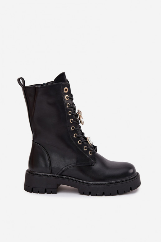 aulinukai  Z Przypinkami pašiltinti Juodos spalvos Lomina