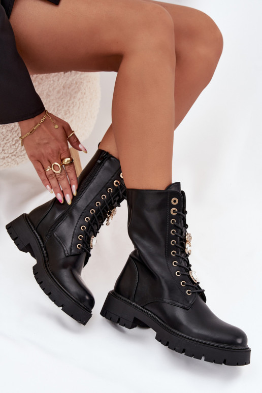 aulinukai  Z Przypinkami pašiltinti Juodos spalvos Lomina