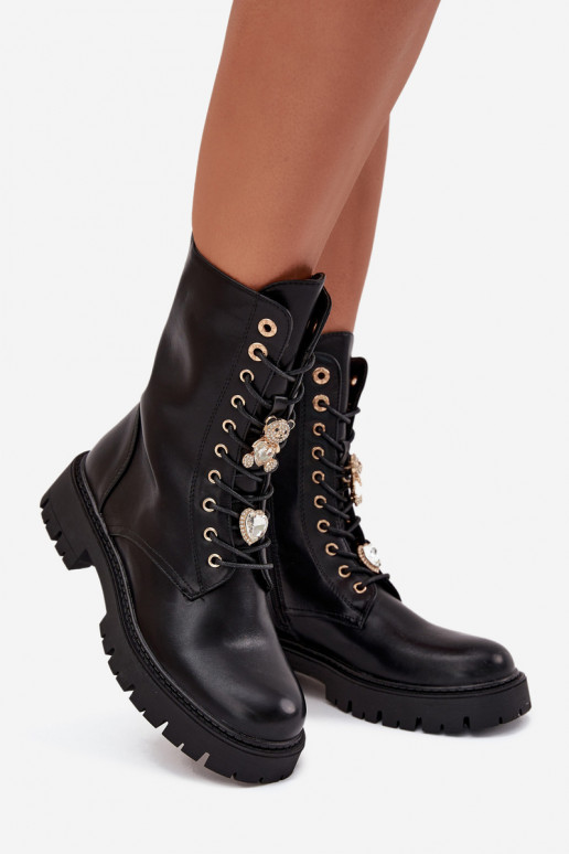 aulinukai  Z Przypinkami pašiltinti Juodos spalvos Lomina