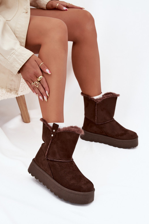  sniego batai su platforma su kailiuku Czekoladowe Evelira