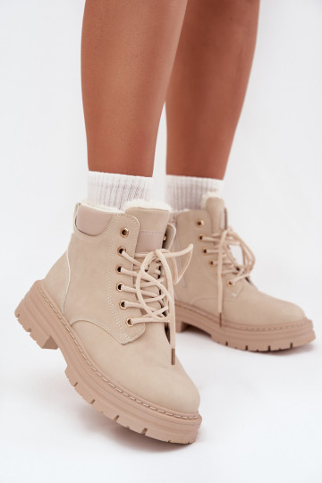 batai  pašiltinti su kailiuku viduje  dramblio kaulo spalvos Tharika 2