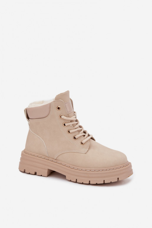 batai  pašiltinti su kailiuku viduje  dramblio kaulo spalvos Tharika