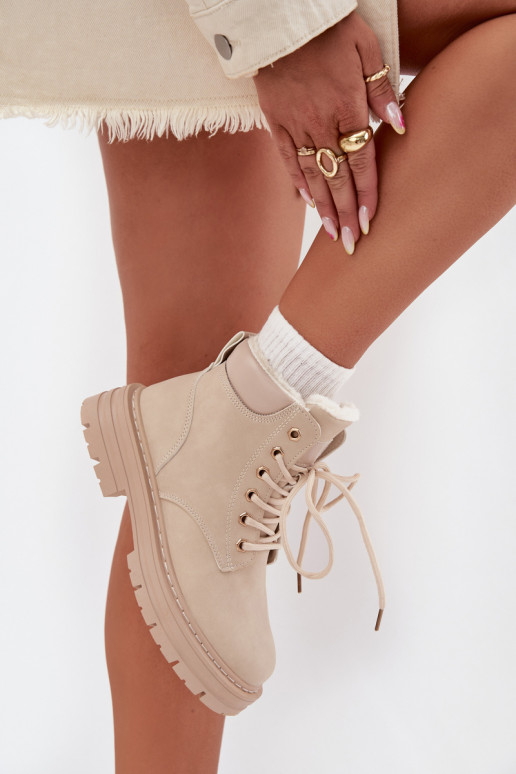 batai  pašiltinti su kailiuku viduje  dramblio kaulo spalvos Tharika