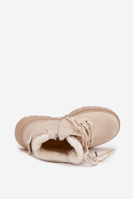 batai  pašiltinti su kailiuku viduje  dramblio kaulo spalvos Tharika