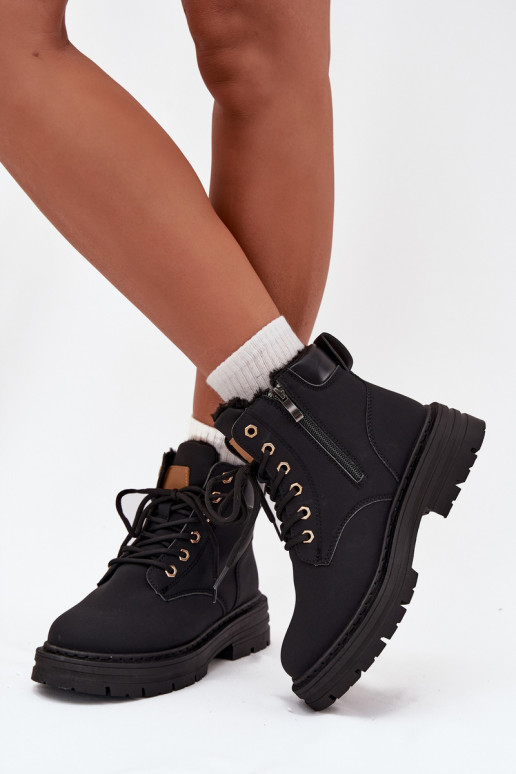 batai  pašiltinti su kailiuku viduje  Juodos spalvos Tharika batai  pašiltinti su kailiuku viduje  Juodos spalvos Tharika