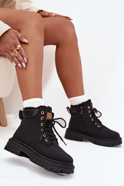 batai  pašiltinti su kailiuku viduje  Juodos spalvos Tharika batai  pašiltinti su kailiuku viduje  Juodos spalvos Tharika