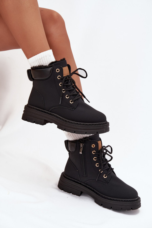 batai  pašiltinti su kailiuku viduje  Juodos spalvos Tharika batai  pašiltinti su kailiuku viduje  Juodos spalvos Tharika