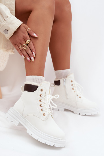 batai  pašiltinti su kailiuku viduje  baltos spalvos Tharika