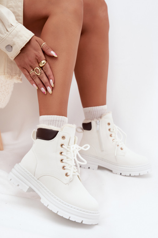 batai  pašiltinti su kailiuku viduje  baltos spalvos Tharika