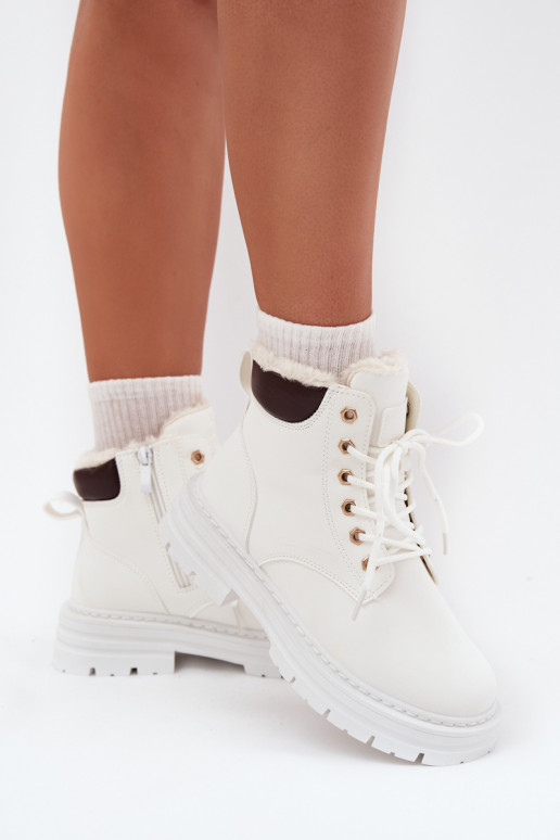 batai  pašiltinti su kailiuku viduje  baltos spalvos Tharika