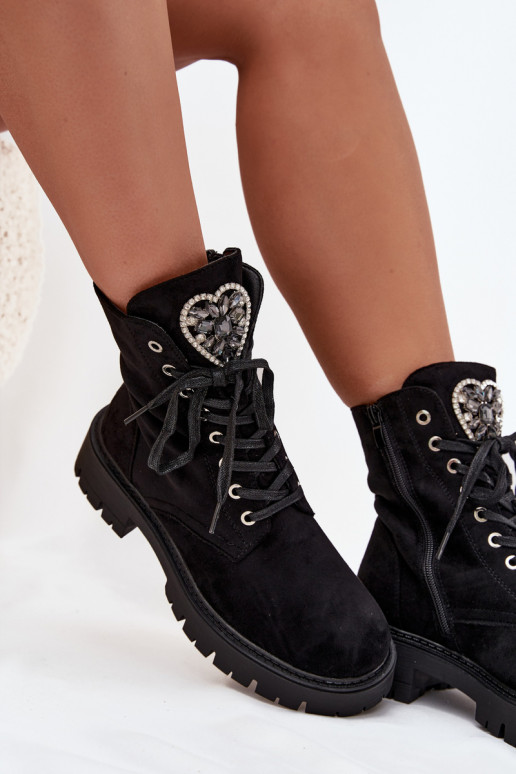 aulinukai  pašiltinti iš eko zomšosowe Juodos spalvos Miryssa