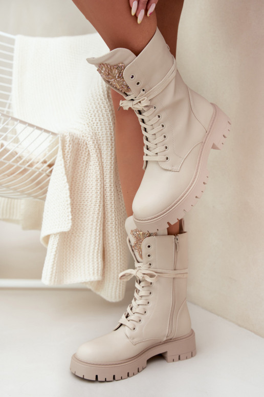 pašiltinti aulinukai su ornamentais smėlio spalvos Kelilea