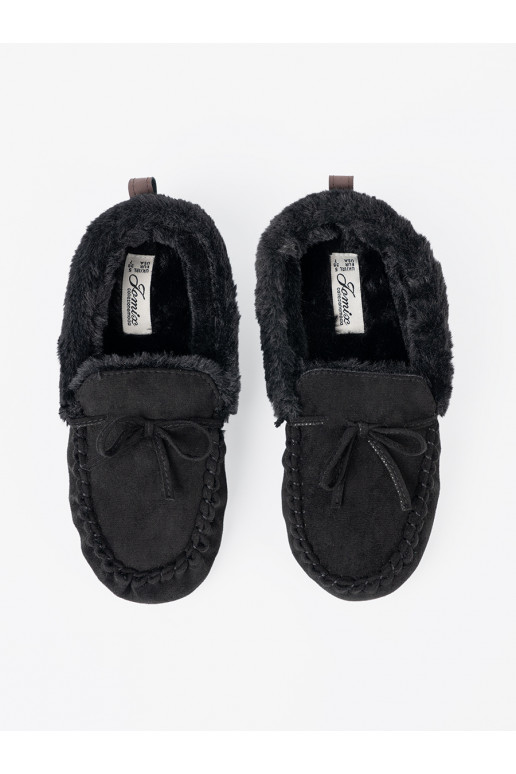 , juodos spalvos kapcie typu mokasinai su bantuku