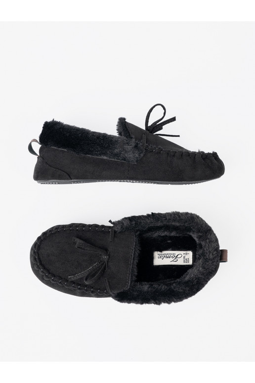 , juodos spalvos kapcie typu mokasinai su bantuku