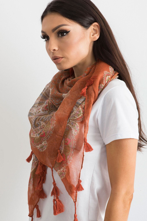 Šviesiai rudas šalikas su raštu ir...