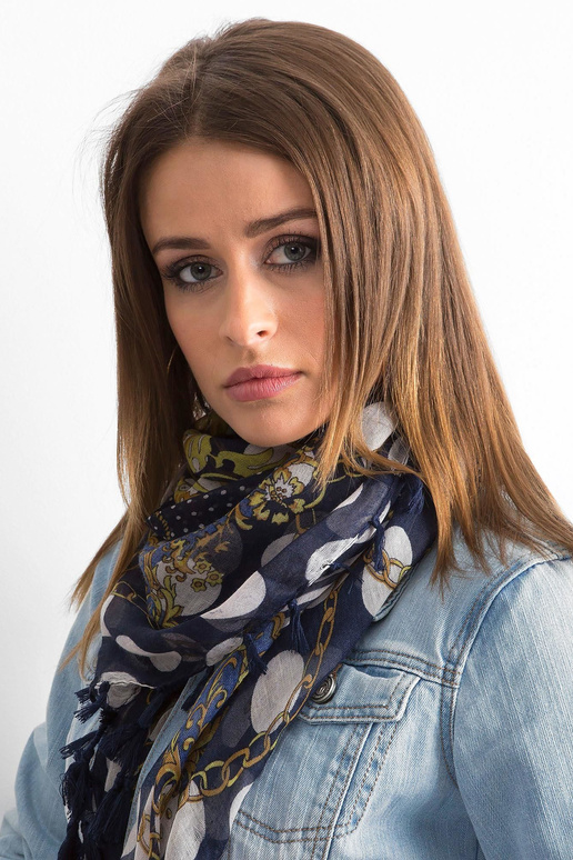 Tamsiai mėlynas šalikas su raštais