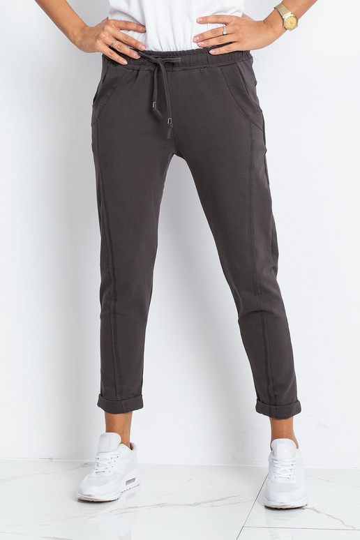 Tamsios chaki spalvos kelnės