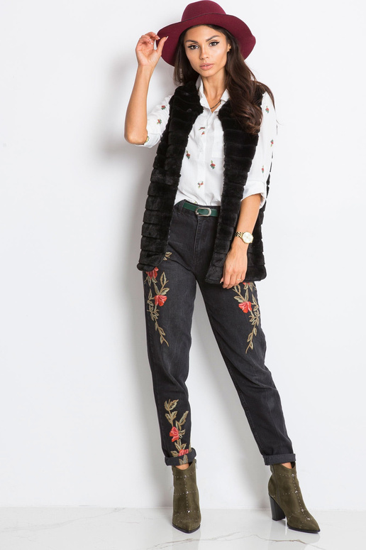 Juoda minkšta liemenė OCH BELLA Juoda minkšta liemenė OCH BELLA