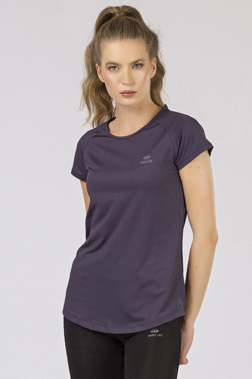 TOMMY LIFE violetiniai moteriški marškinėliai