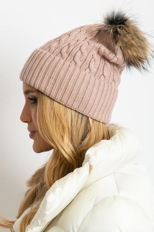 Purvina rožinė kepurė su šonkauliu ir...