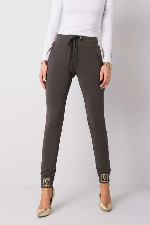 Tamsios chaki spalvos kelnės Giulianna
