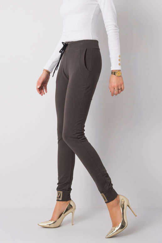 Tamsios chaki spalvos kelnės Giulianna