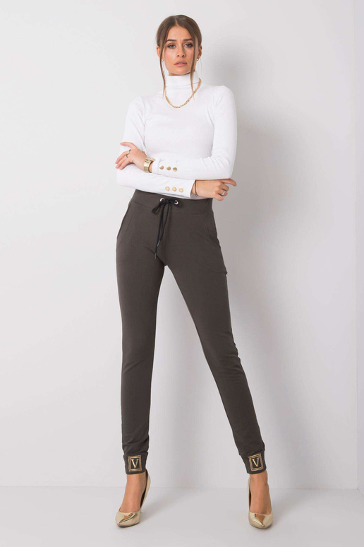 Tamsios chaki spalvos kelnės Giulianna