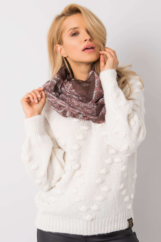 Ruda persikinė skara su raštais