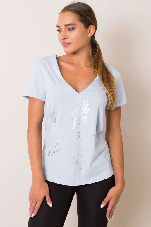 Šviesiai mėlyni marškinėliai Marble...