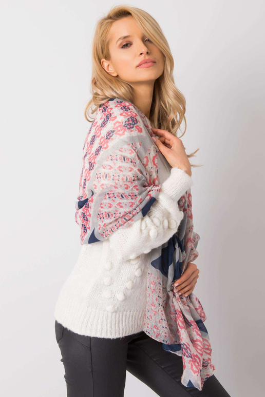 Pilkai rožinė skara su raštais