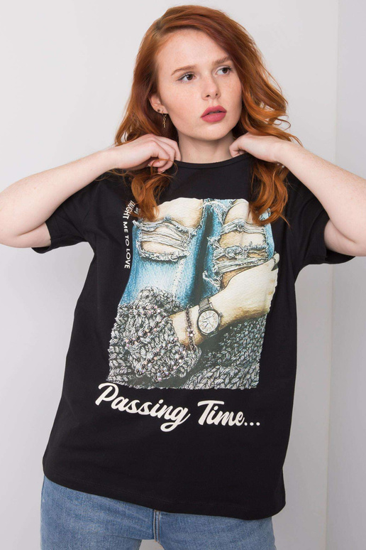 Juodi moteriški marškinėliai su...