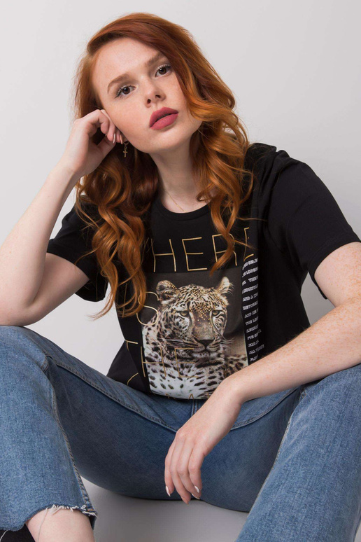 Juodi Leslie medvilniniai marškinėliai