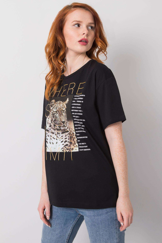 Juodi Leslie medvilniniai marškinėliai