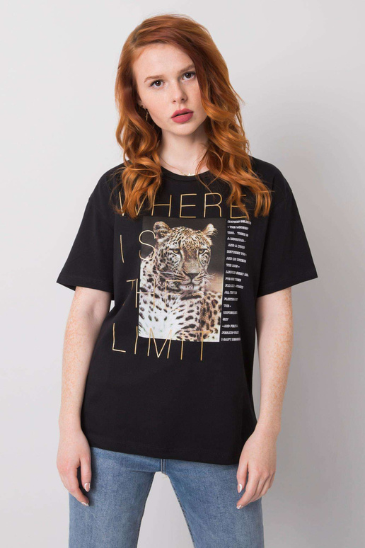 Juodi Leslie medvilniniai marškinėliai