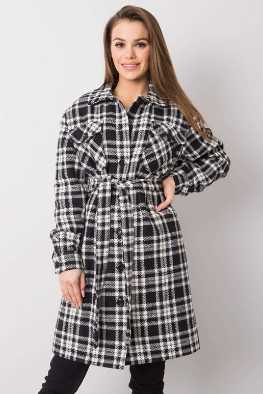 Raquel juodai baltas languotas paltas