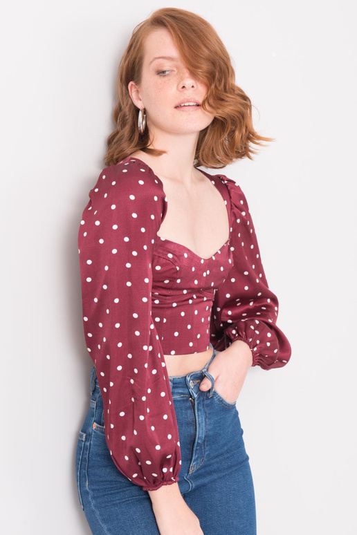 Bordo taškuota palaidinė BSL