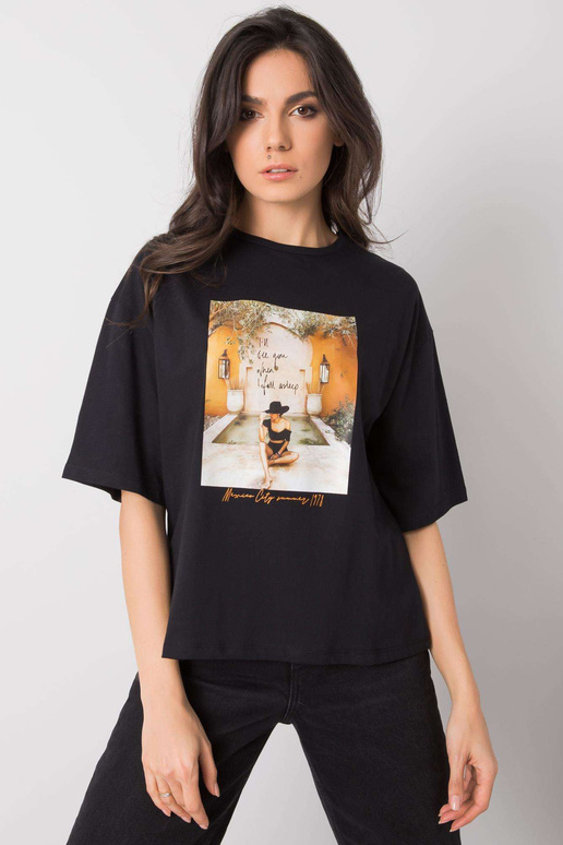 Juodi moteriški marškinėliai su...