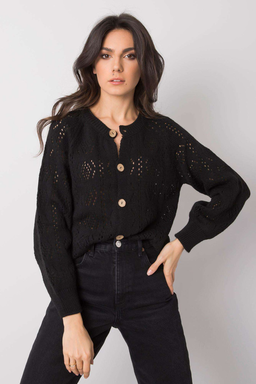 Juodas užsegamas megztinis Sierra OCH...