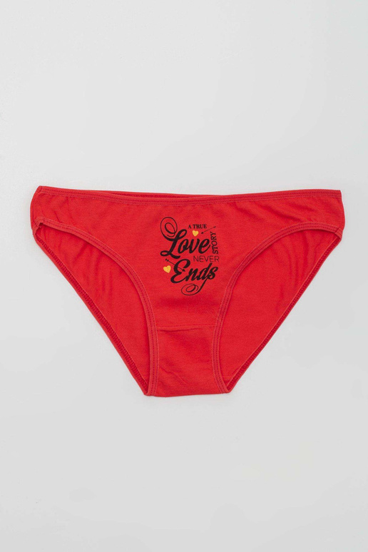 Raudonos medvilnės moteriškos kelnaitės