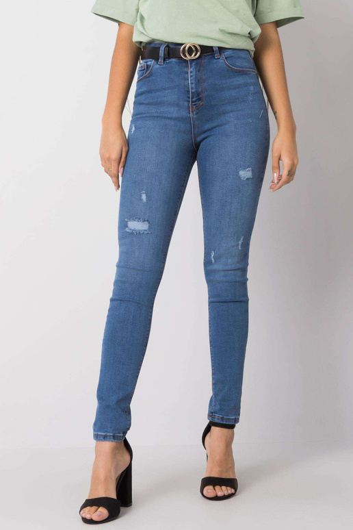 Mėlyni džinsai su nubrozdinimais...