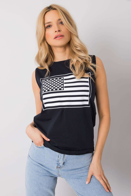 Tamsiai mėlynas viršus su raštu Petra...