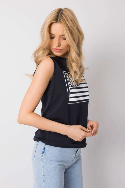 Tamsiai mėlynas viršus su raštu Petra...